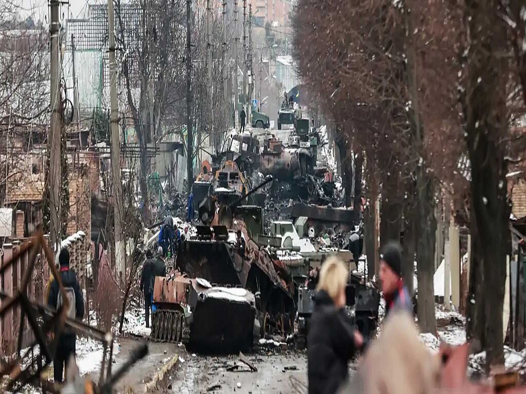 Burnt equipment of the Russian army in Bucha, Kyiv region