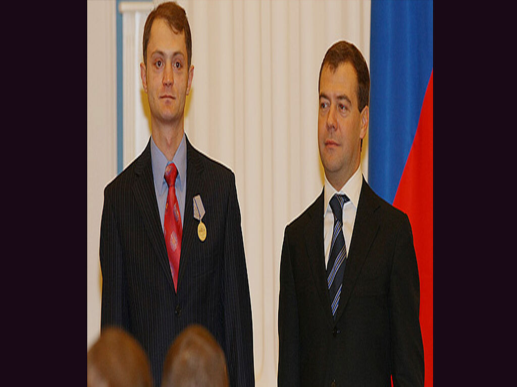 Alexander received an award for courage from former Russian President Dmitry Medvedev