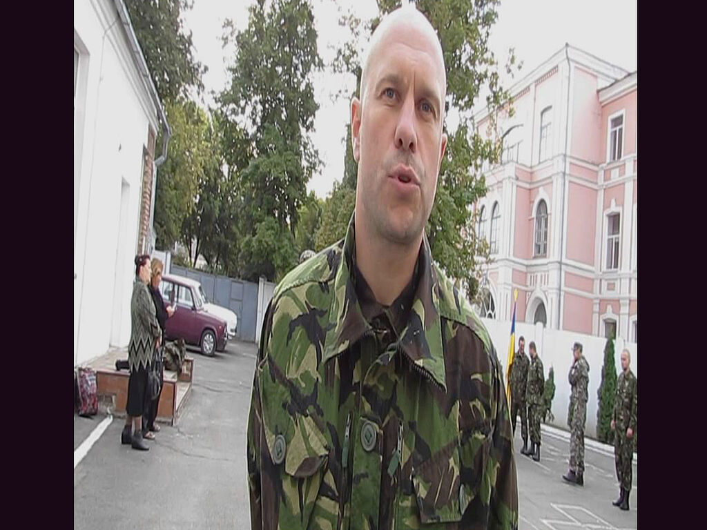 Ilya Kiva, commander of the Poltava battalion, gives an interview September