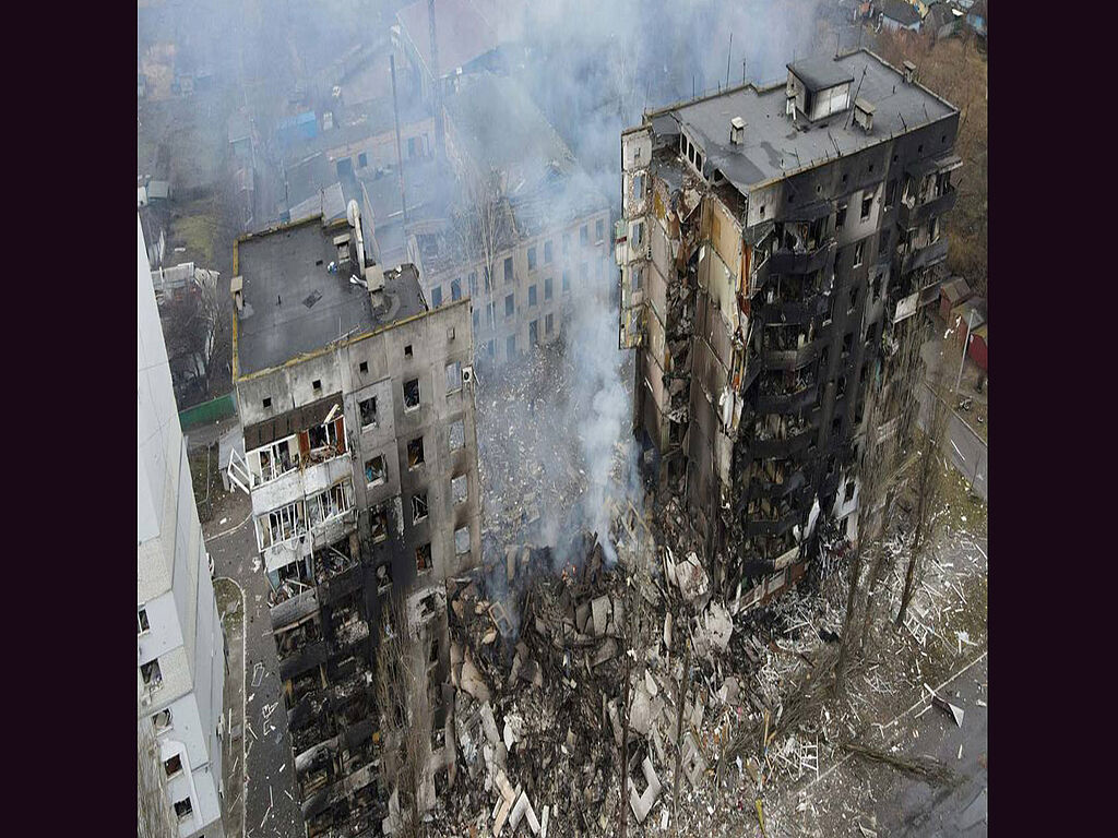 A house destroyed by Russian troops