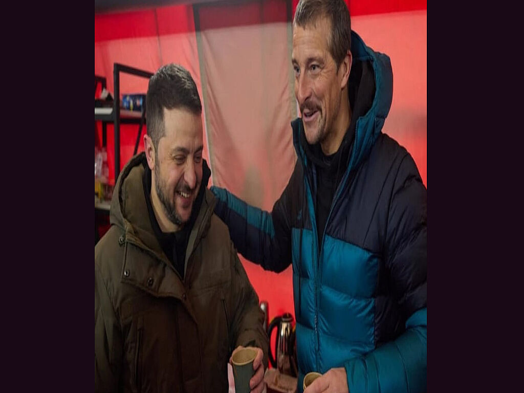 Bear Grylls boit du thé avec le président ukrainien au point d'invincibilité