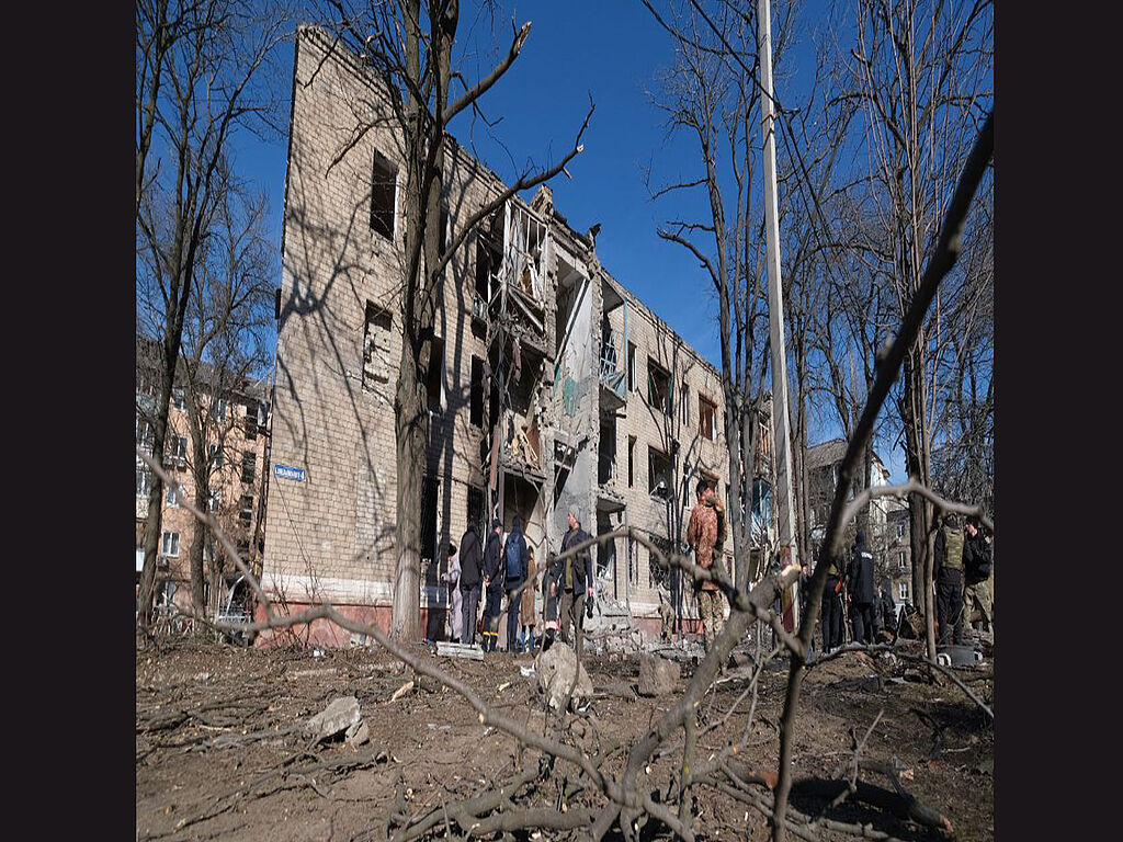 View of a house after an S-300 missile attack