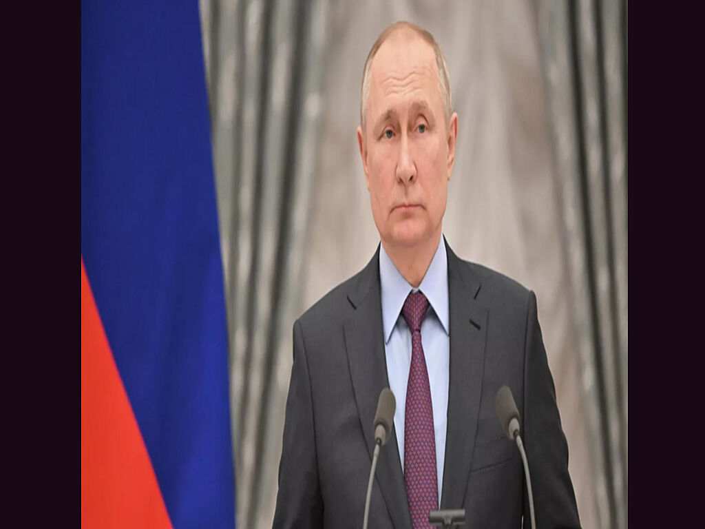 Putin speaks at a conference