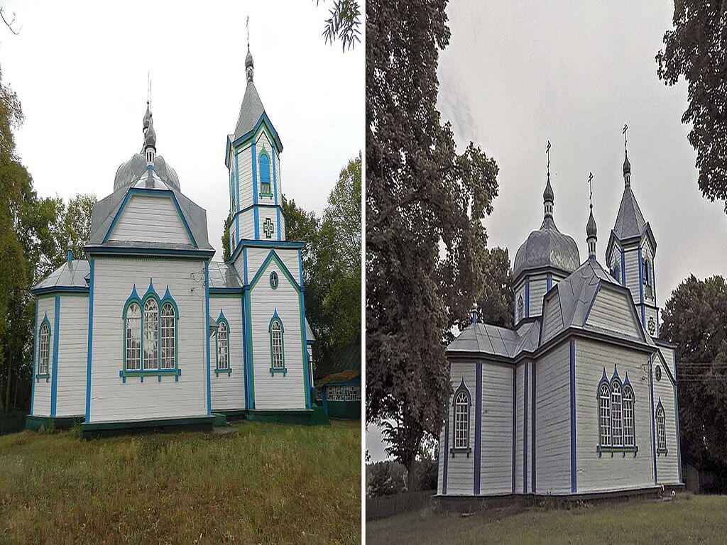 Église (Pokrovskaya) de la Nativité de la Sainte Vierge Marie dans le village de Vyazovka. Construit en 1862. En bois, sur une fondation en pierre.