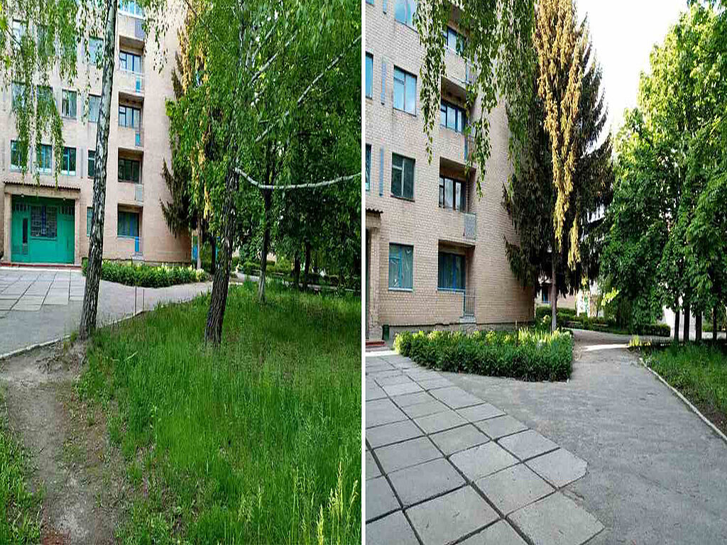 The yard of the dormitory