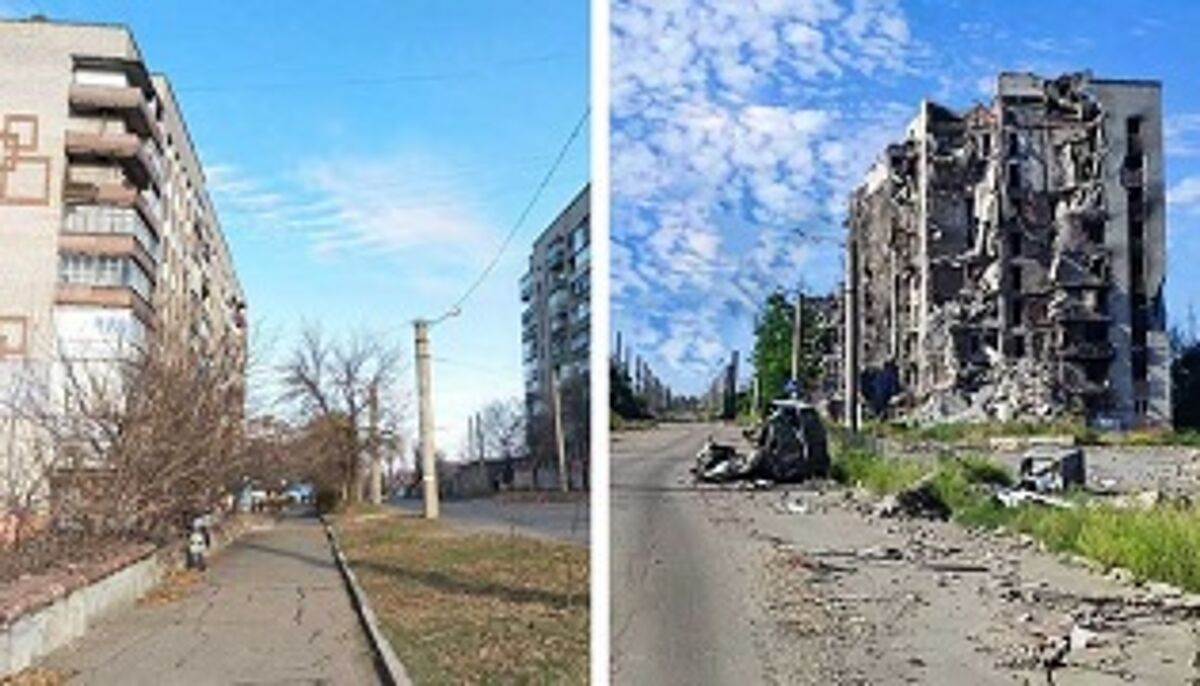 Streets of destroyed Bakhmut | Before-WAR-After.com