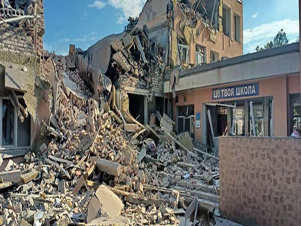 A school after a Russian missile hit