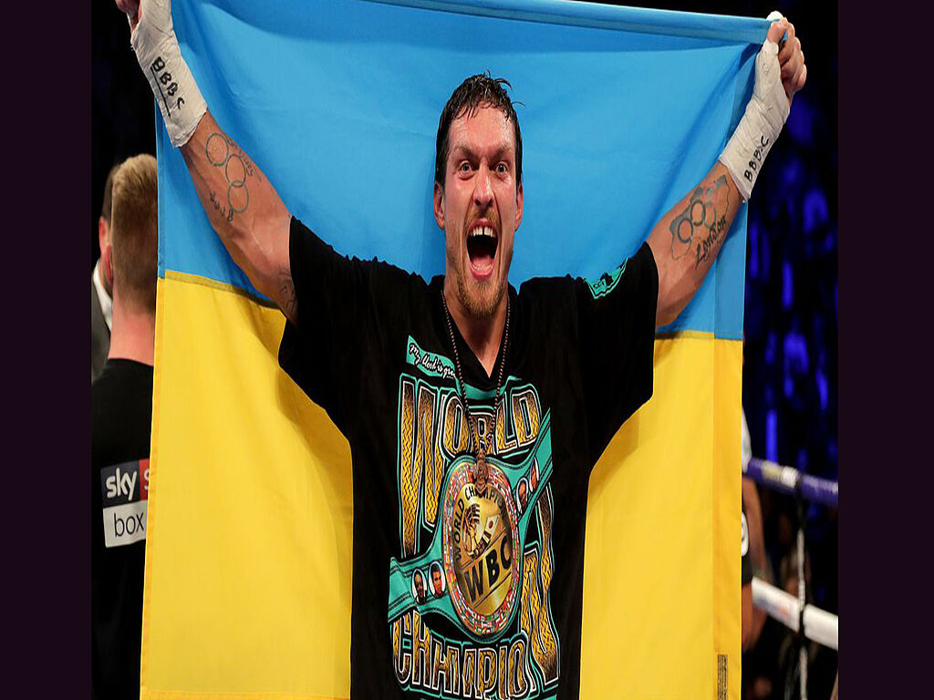 Oleksandr Usyk avant son match de boxe contre Derek Chisora