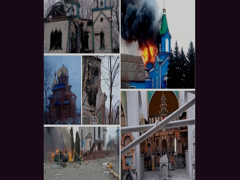 Ein kleiner Teil der von Russland zerstörten Kirchen in der Ukraine 