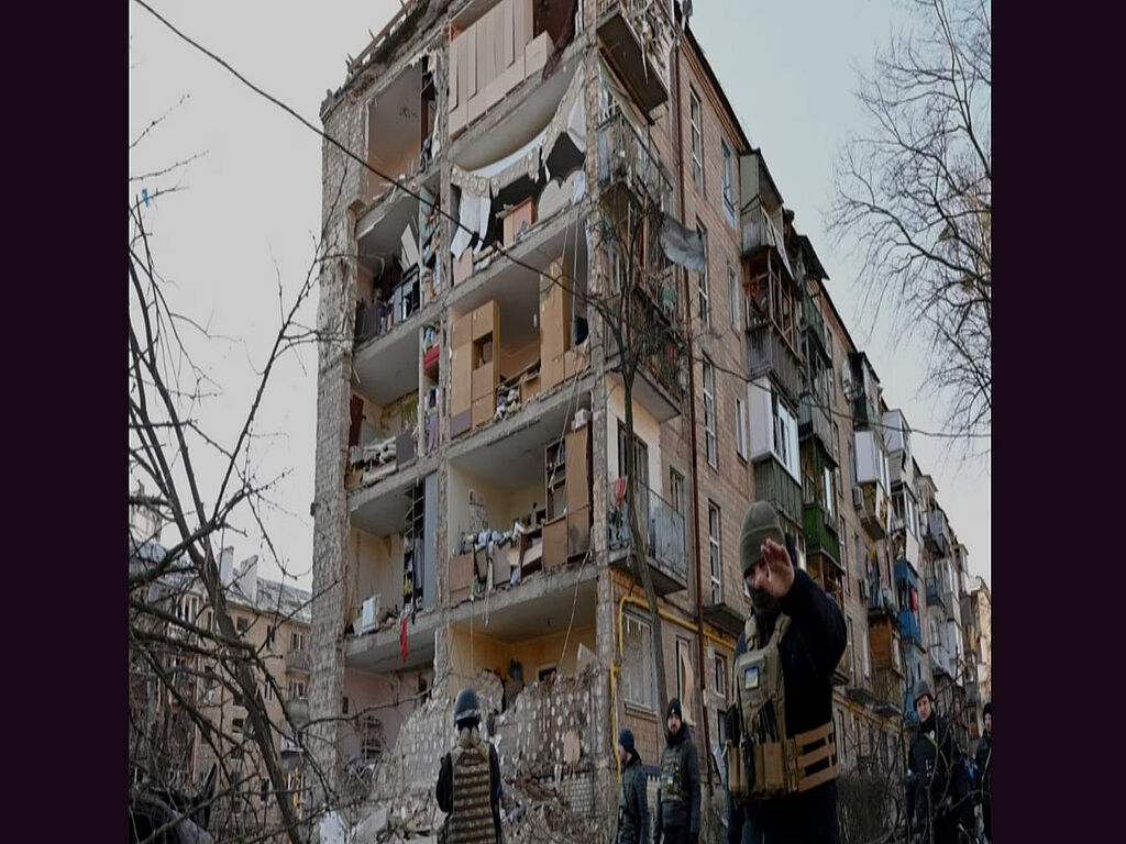 Destroyed residential buildings in the Kyiv region