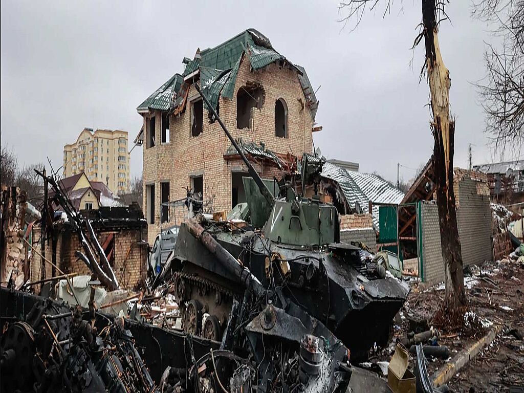 Burnt equipment of the Russian army in Bucha, Kyiv region