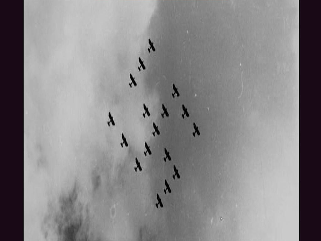 German aircraft flying in the shape of a swastika