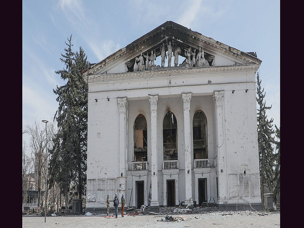 The theatre building after the bombing 