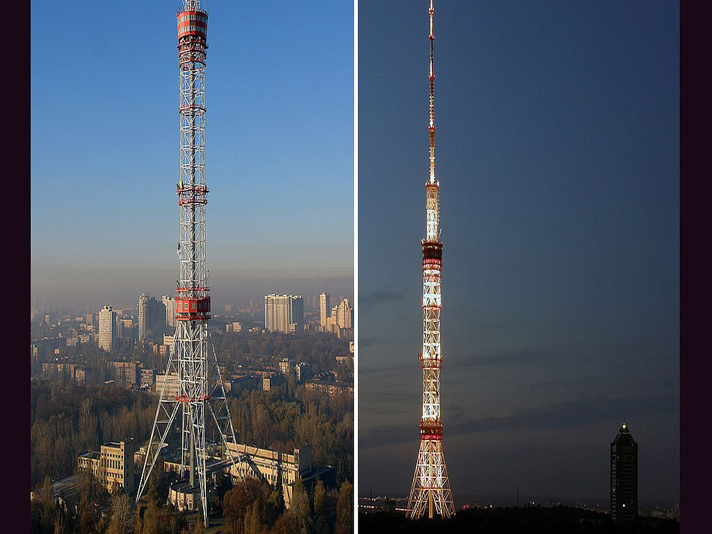 Kyiv TV tower at night