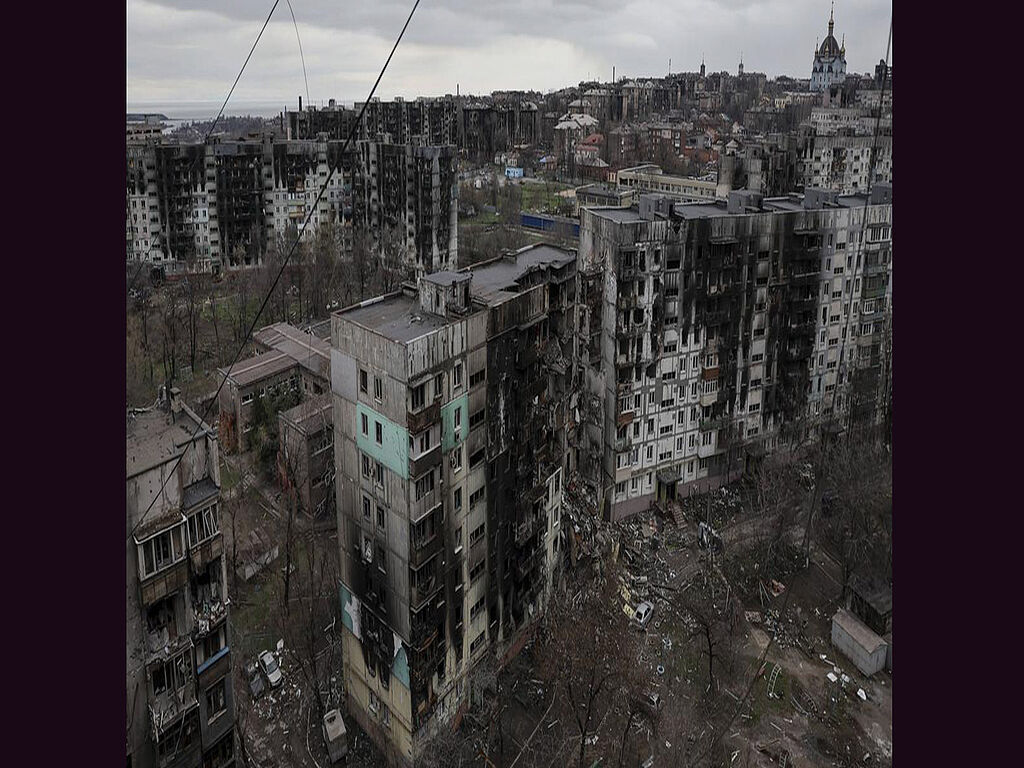 Vue de la ville détruite