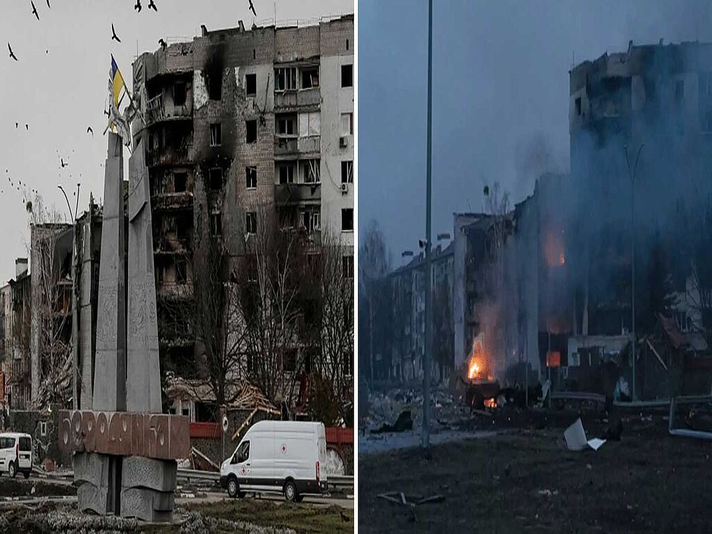 Borodyanka - destroyed houses and bodies under the rubble