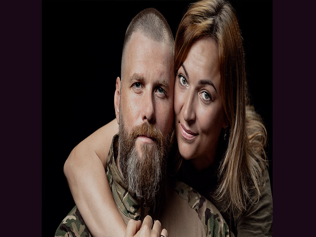 A photo with his wife after the Russian invasion. Vladimir and Victoria serve in the Armed Forces of Ukraine