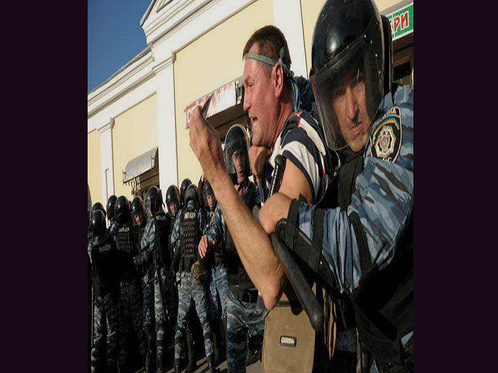 Kostiantyn Vasyuk at one of the protests