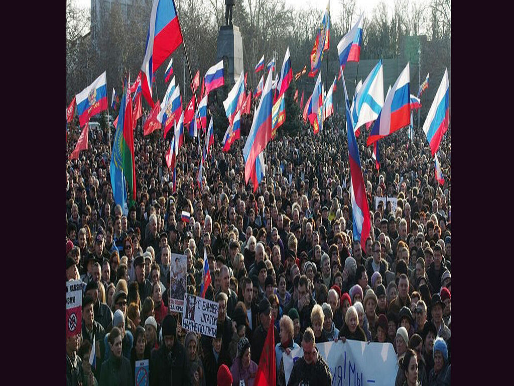 Pro-Russian population at a rally