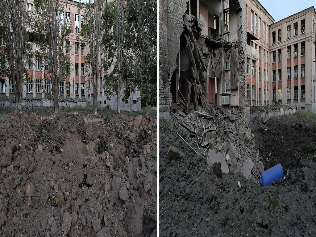 An S-300 rocket hit the yard of a school