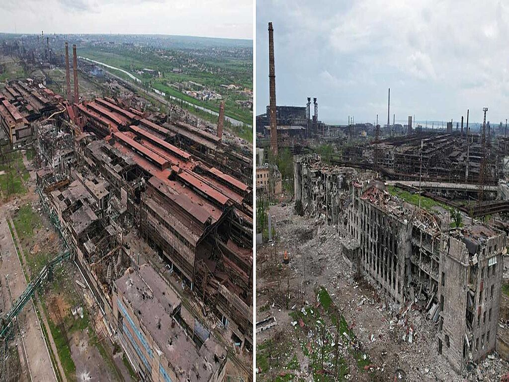 A view shows the destroyed facilities of Azovstal Iron and Steel Works