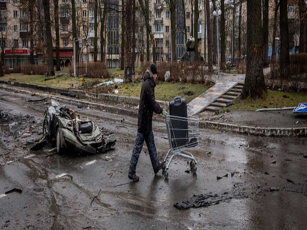 Cars of civilians crushed by Russian tanks in Bucha