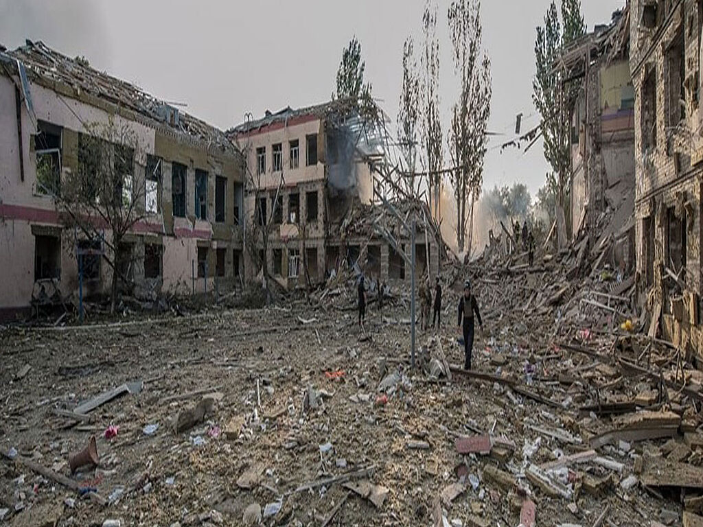 School destroyed after Russian air strike