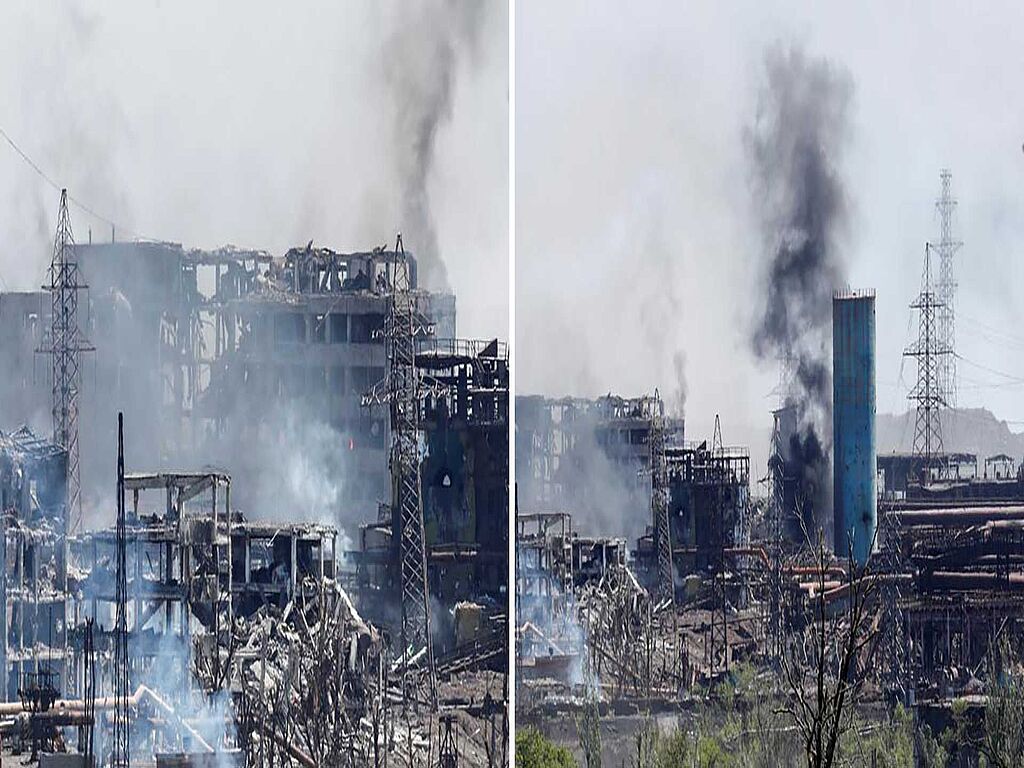 A view shows destroyed facilities of Azovstal Iron and Steel Works