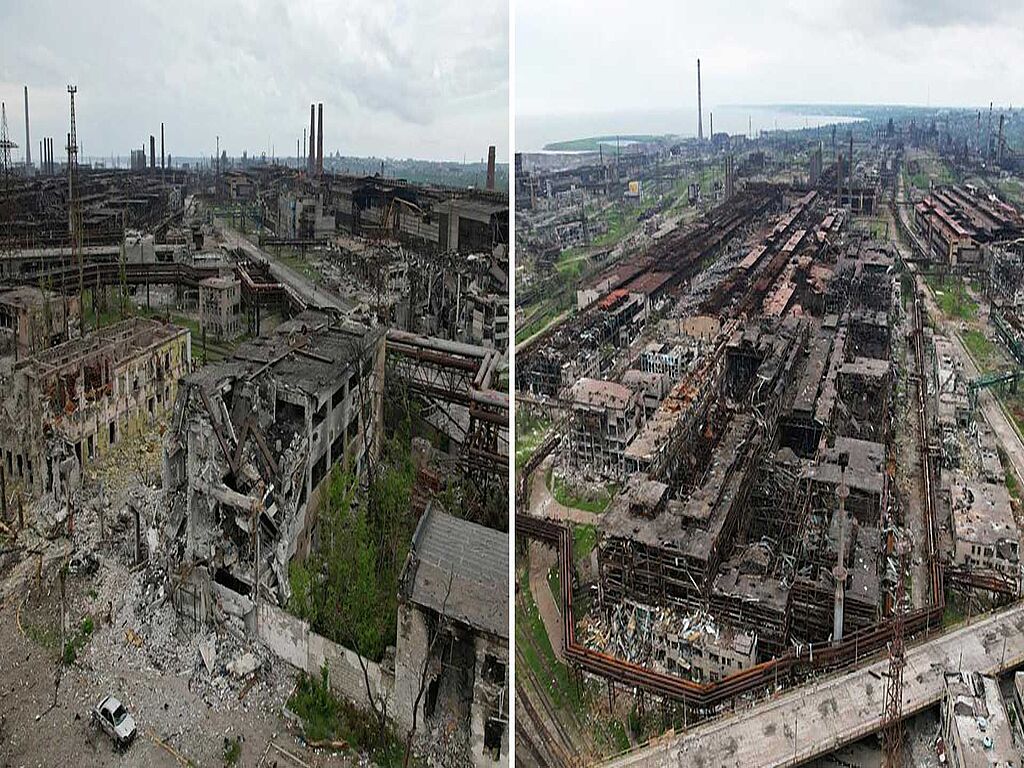 A view shows the destroyed facilities of Azovstal Iron and Steel Works