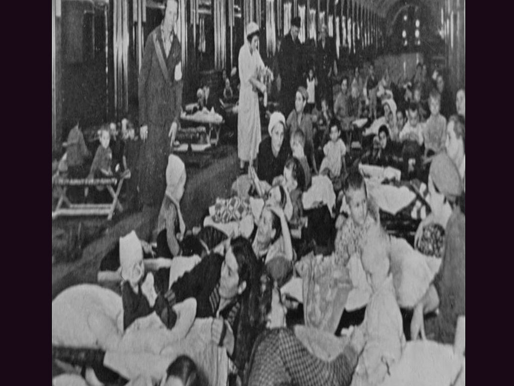 People hiding in the subway from Nazi shelling