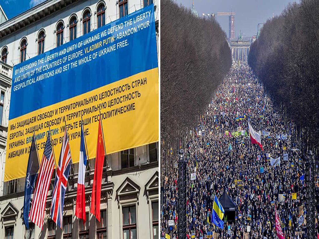 Plus de 100 000 personnes ont manifesté en solidarité avec l'Ukraine