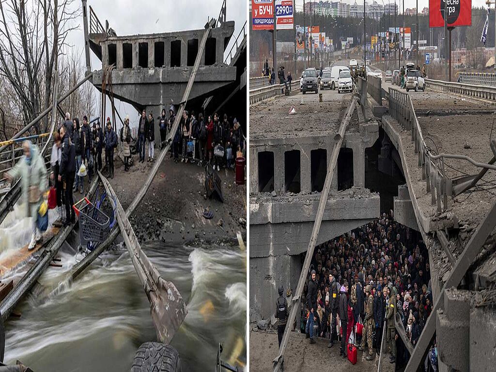 Russian planes dropped bombs on the bridge