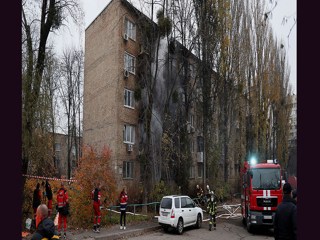 Ein Haus nach einem Angriff