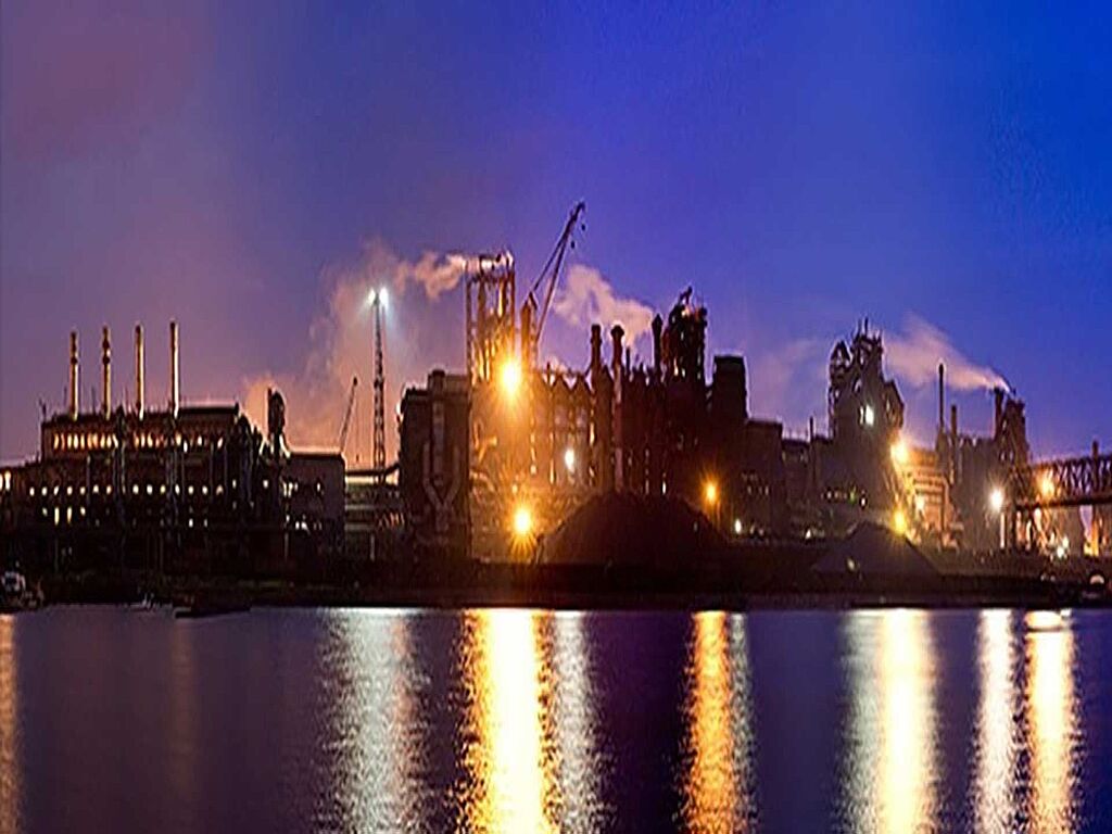 Night view of Azovstal plant in peacetime