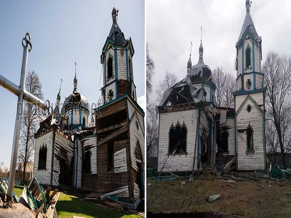 Les chars russes détruisent l'église de 1862 dans le village de Vyazovka