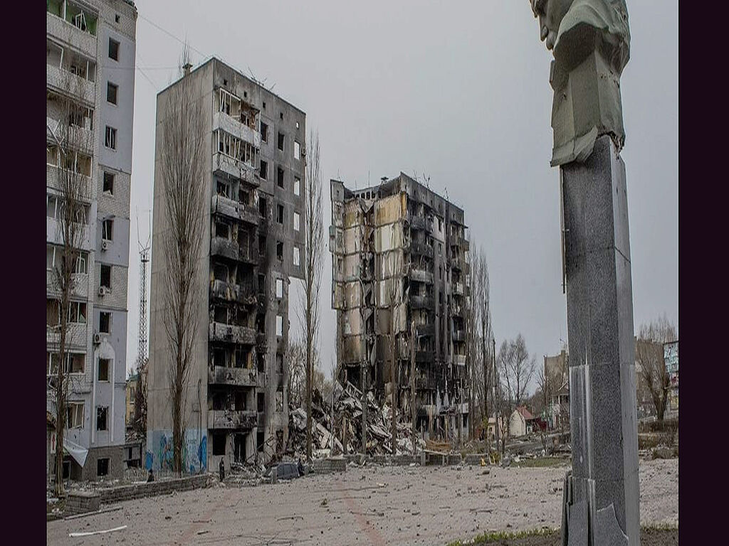 A house on Tsentralna Street, where at least 23 civilians were killed in a Russian bombing on 2 March 2022