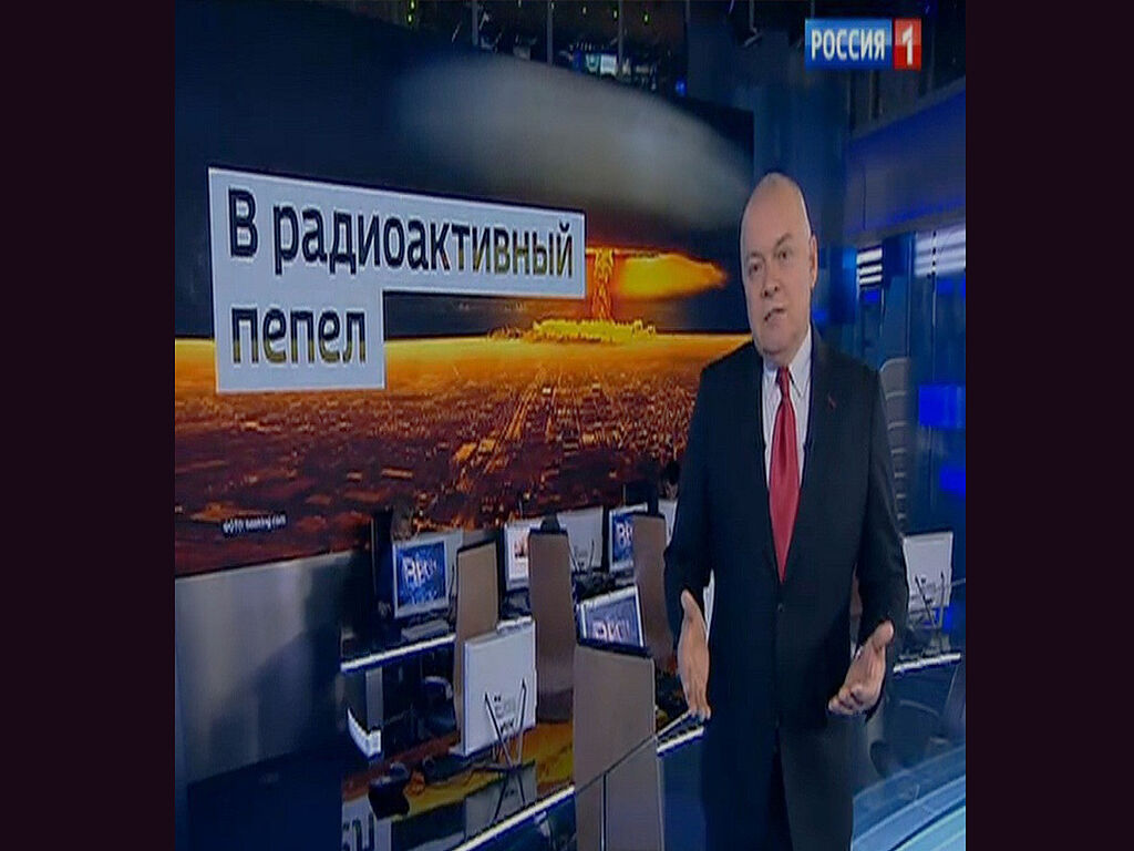 On the central news channel. Radioactive ash is how Russia threatens to wipe America off the map