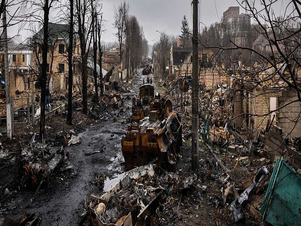 Burnt equipment of the Russian army in Bucha, Kyiv region