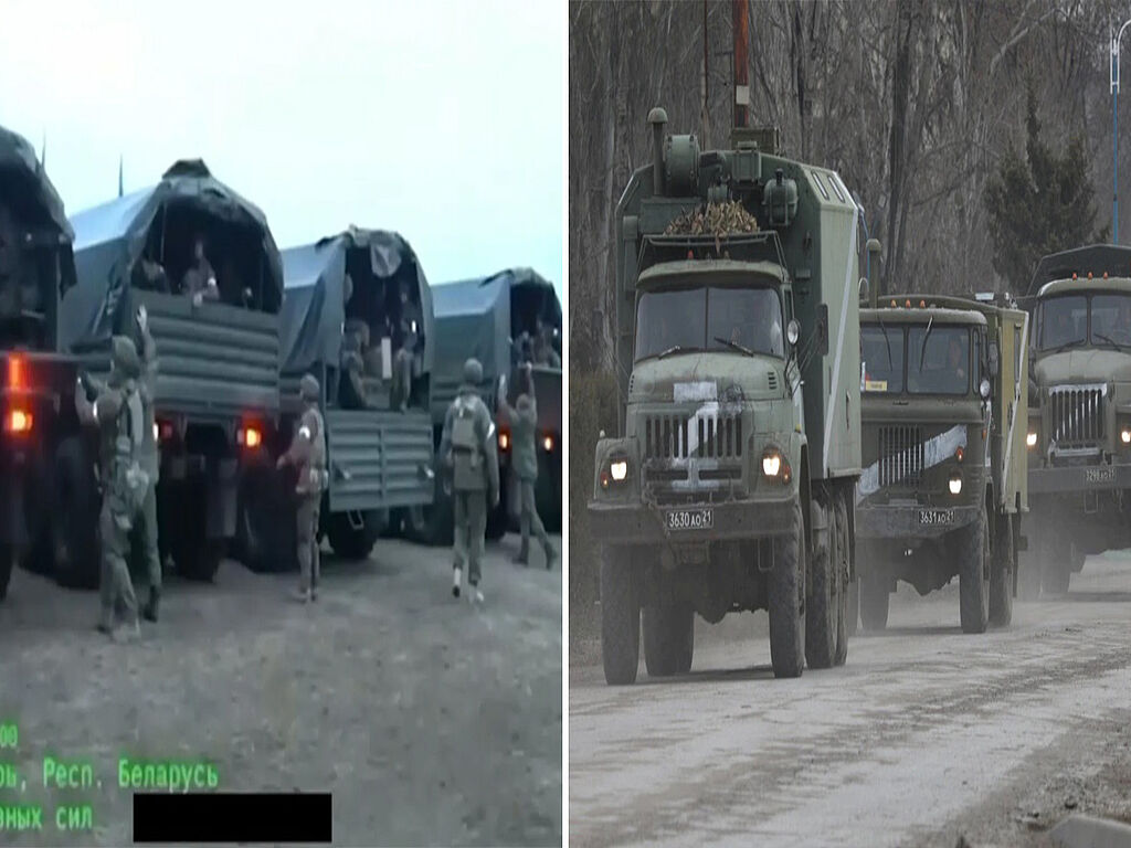 Trucks with Russian occupiers