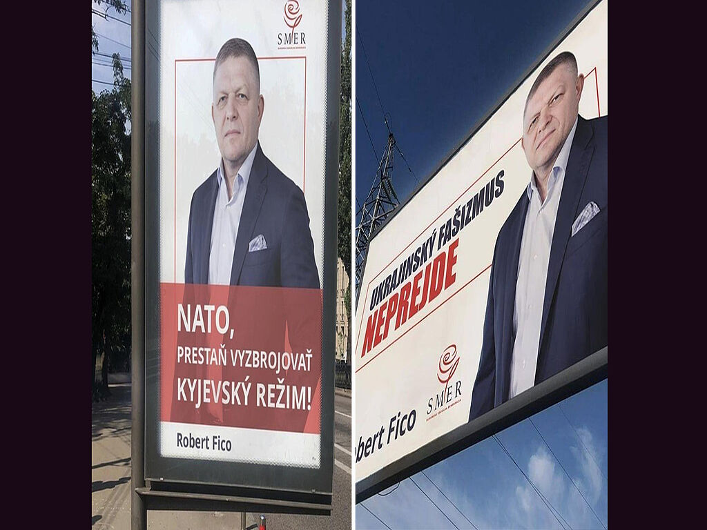 La campagne électorale de Robert Fitzo. 1 - OTAN, arrêtez d'armer le régime de Kiev. 2 - Le fascisme ukrainien ne passera pas !